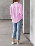 Classic Blue Striped Shirt Women 2026 Spring Streetwear Vintage Long Sleeve Blouses Female Casual Loose Single-Breasted Shirts