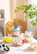 300ML Cute Hand Pinched Irregular Ceramic mug Flower Heart Pattern Coffee Cup Breakfast Milk tea cups Gift For Kids Girls