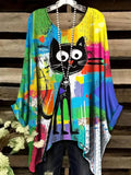 Cute Cat Pattern T Shirt for Women Animal 3D Printed Short Sleeves Summer Fashion Crew Neck Tops Girl Tees Streetwear T-Shirts