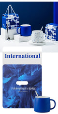 500ml Creative design Splash ink Blue Ceramic Mug Coffee Cup Couple water cup Breakfast Oatmeal Cups Festival Gift Porcelain Mug