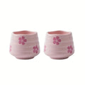 2pcs 160ml/5.4oz cute cherry blossom tea cup, handleless Chinese ceramic tea cup coffee cup, suitable for hot chocolate, milk
