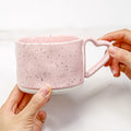 Korean Style ins Ceramics Cup 300ML Pink Love shape handle Coffee Mug Breakfast milk oatmeal cup Water  cup Valentine's Day Gift