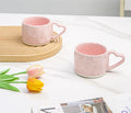 Korean Style ins Ceramics Cup 300ML Pink Love shape handle Coffee Mug Breakfast milk oatmeal cup Water  cup Valentine's Day Gift