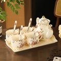 Beautiful ceramic cups with floral patterns, coffee cups, tea sets, water cups. Suitable for family use or afternoon tea.