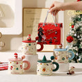 Cartoon Christmas high appearance level Mark ceramic water cup lid spoon cute gift box birthday creative souvenir