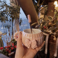 French Pink Bow Cup,Light Luxury Coffee Cup, High-end Exquisite High Aesthetic Design Ceramic Set,