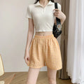 Summer Home Shorts Women's High Waisted Slimming Wide Leg Pants Sports Casual Pants Loose Plaid Pajama Pants