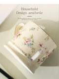 European Light Luxury Floral Mug High Value Retro Home Coffee Cup  Style Gold Afternoon Tea Ceramic Cups