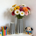 Minimalist Style Black And White Checkered Ceramic Flower Vase, Decorative Plant Pot For Home Bedroom, Living Room, Dining Table