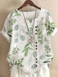2025 Summer retro fashion printed loose casual shirt top, suitable for casual or vacation ladies' beachwear