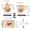 Beautiful ceramic cups with floral patterns, coffee cups, tea sets, water cups. Suitable for family use or afternoon tea.