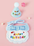 Cat Dog Birthday Bib and Party Hat Mini Doggy Cat Adjustable Bandana Scarf Pet Birthday Outfit Puppy Supplies