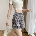 Summer Home Shorts Women's High Waisted Slimming Wide Leg Pants Sports Casual Pants Loose Plaid Pajama Pants