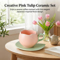 Ceramic Coffee Cup And Saucer Set Tulip Shape Japanese Style Design TeaCup set Drinkware Kitchen,Dining & Bar Coffeeware