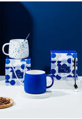 500ml Creative design Splash ink Blue Ceramic Mug Coffee Cup Couple water cup Breakfast Oatmeal Cups Festival Gift Porcelain Mug