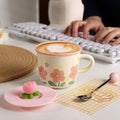 Creative Coffee Mug with Tulip Flower Design Ceramic Cup for Women Aesthetic Ins Style Breakfast Cup