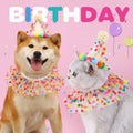 Colorful Dog Cat Birthday Hat Adjustable Cat Birthday Scarf Hat Set Cute Dog Bib Pet Birthday Party Dress Up Hat Dog Accessories