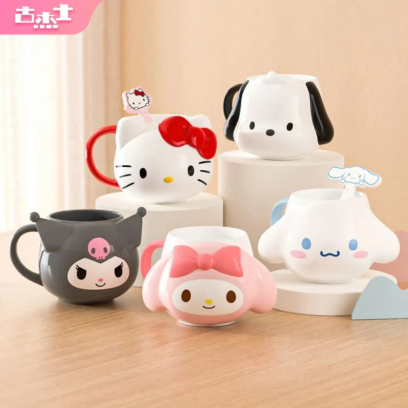 For Sanrio My Melody Mugs Cartoon Cute Creative Relief Ceramic Cup Home Milk Coffee Water Cup for Kids Girls Adult Holiday Gift