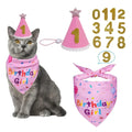 Cute Dog Birthday Hat Set Adjustable Sequins Pet Birthday Caps Colorful with Numbers Bowtie Dog Birthday Bib Pet Birthday Party