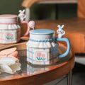 Wholesale 3D Rabbit Relief Mug With Spoon Cover Ceramics & Pottery Coffee Cup Sets Ceramic Cups Thermo Coffee Cup to Carry Mugs