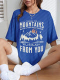 Spring Woman Cotton T-Shirts Mountains Setting Sun Printed Short Sleeve Tees Fashion Female Clothes Comfortable Soft Street Tops