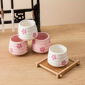 2pcs 160ml/5.4oz cute cherry blossom tea cup, handleless Chinese ceramic tea cup coffee cup, suitable for hot chocolate, milk