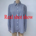 Classic Blue Striped Shirt Women 2026 Spring Streetwear Vintage Long Sleeve Blouses Female Casual Loose Single-Breasted Shirts