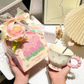 Cute ceramic cup as a holiday gift for girls - water cup with flowers, travel companion cup, coffee cup