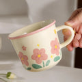 Ceramic Mugs for Milk Coffee Breakfast Ins-Style with Unique Flower Pattern Creative Cups as Perfect Gifts Dormitory Use New