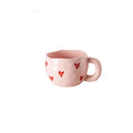 YWDL 1pcs Hand Painted Love Mug Creative Heart  Water Cup Ceramic Milk Mug With Handle Valentine's Day Gift