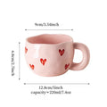 Hand Painted Heart Design Ceramic Coffee Mug With Handle For Milk Tea Romantic Gift Valentine Anniversary Couple Set