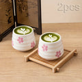 2pcs 160ml/5.4oz cute cherry blossom tea cup, handleless Chinese ceramic tea cup coffee cup, suitable for hot chocolate, milk