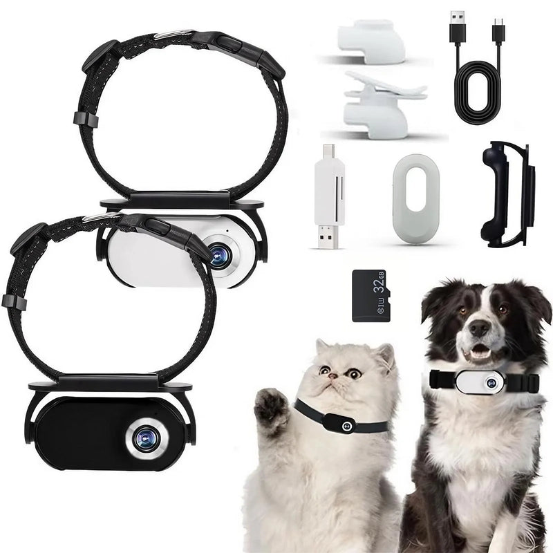1080P HD Pet Camera Collar Wireless Mini Body Cam for Dogs Cats Indoor Outdoor Sports Action Video Recording