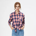 2025 New Cotton Plaid Shirts Women Casual Loose Fine Tops And Blouses Ladies Office Long Sleeve Checkered Shirt Clothes
