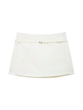 Women's Solid Color Skort with Belt Side Zipper Casual Shorts Skirts Fashionable And Stylish Women's Clothing