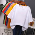 100% Pure Cotton Men's Casual Loose Fashion Letter Pattern Print Breathable Sports Short Sleeved Round Neck T-shirt Top