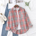 Fresh Flannel Plaid Shirt Women 2026 New Female Blouses and Tops Cotton Loose Long Sleeve Casual Shirts Fine Women's Clothes