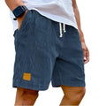 2026 New Mens Corduroy Shorts Retro Embroidered Logo Lace Up Casual Summer European American Fashion Drawstring Beach Pants