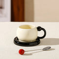 OANKR Ceramic Tea Coffee Cup Set, 180ml Coffee Mug with Saucer and Stainless Steel Spoon for Latte, Cappuccino, Americano Gift