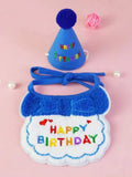 Cat Dog Birthday Bib and Party Hat Mini Doggy Cat Adjustable Bandana Scarf Pet Birthday Outfit Puppy Supplies