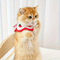 Strawberry Plaid Pet Bib, Soft Polyester Bow Tie with Ruffle Edge, Adjustable Strap for Cats Dogs All Sizes