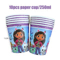 Gabby Dollhouse Birthday Party Supplies Plates Cups Tablecloth Napkins Gabby Cat Birthday Decoration Supply Kit Kids Party Favor