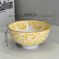 6-Inch Large Capacity Ceramic Bowl with Four Seasons Flower Patternfor Noodles Soup Salad Pasta，Microwave/Dishwasher Safe
