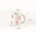 3D Heart-shaped Design Vintage Ceramic Mug, Cute Large Capacity, 3D Embossed Coffee Cup, Kitchen Drinkware Set