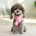 Dog Knitted Scarf Red Knit Scarves with Fuzzy Pompom Neck Warmer Bandana Xmas Holiday Winter Pet Puppy Cat Costume