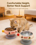 Stainless Steel Elevated Cat Dog Bowl Detachable Anti-Tip Pet Feeding Bowl Cute Food Water Bowl with Neck Support