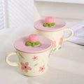 Ceramic Mugs for Milk Coffee Breakfast Ins-Style with Unique Flower Pattern Creative Cups as Perfect Gifts Dormitory Use New
