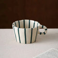 Exquisite Nordic Geometric Striped Ceramic Coffee Mug - Hand-Painted 10.5oz