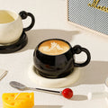 OANKR Ceramic Tea Coffee Cup Set, 180ml Coffee Mug with Saucer and Stainless Steel Spoon for Latte, Cappuccino, Americano Gift