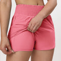 CHRLEISURE Women's Running Shorts with Zipper Pockets Quick-Dry Gym Shorts with Liner Elastic Waist Band Athletic Shorts